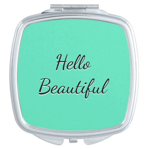 Hello Beautiful Teal Compact Mirror