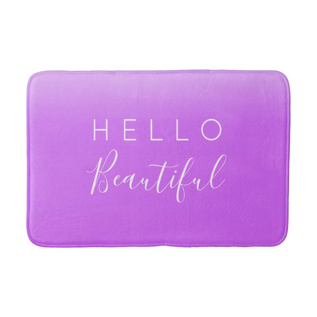 Hello Beautiful /Violet Purple Bath Mat (Front)