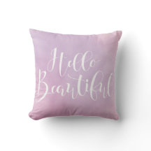 Hello Beautiful Watercolor 16" x 16" Throw Pillow
