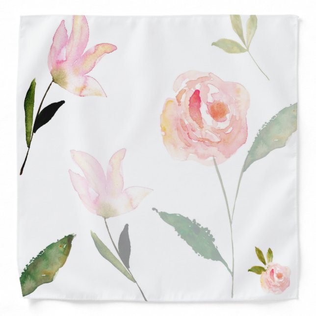 Hello Beautiful Watercolor Floral Bandana (Front)