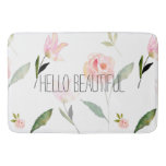 Hello Beautiful Watercolor Floral Bathroom Mat at Zazzle