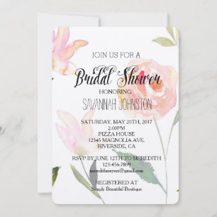 Hello Beautiful Watercolor Floral bridal shower Invitation