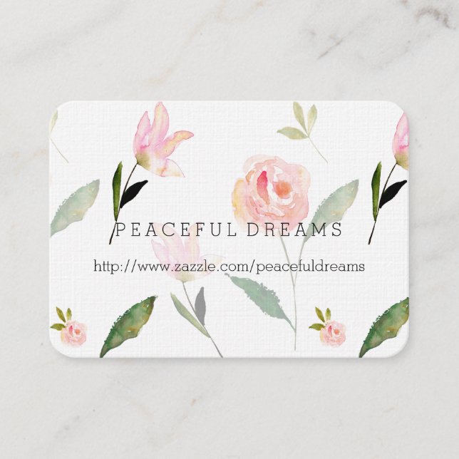 Hello Beautiful Watercolor Floral Business Card (Front)