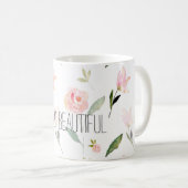 Hello Beautiful Watercolor Floral Coffee Mug (Front Right)
