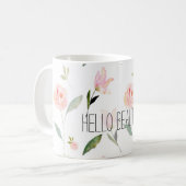 Hello Beautiful Watercolor Floral Coffee Mug (Front Left)