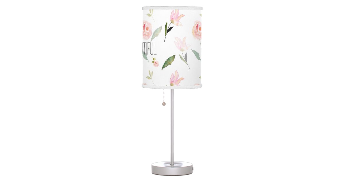 Hello Beautiful Watercolor Floral Desk Lamp | Zazzle