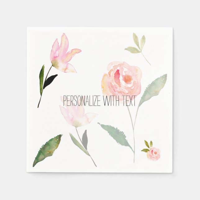 Hello Beautiful Watercolor Floral Napkins (Front)