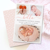 Hello Birth Announcement Cards Photo Collage Card