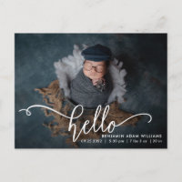 Hello Birth Announcement & Thank You Postcard