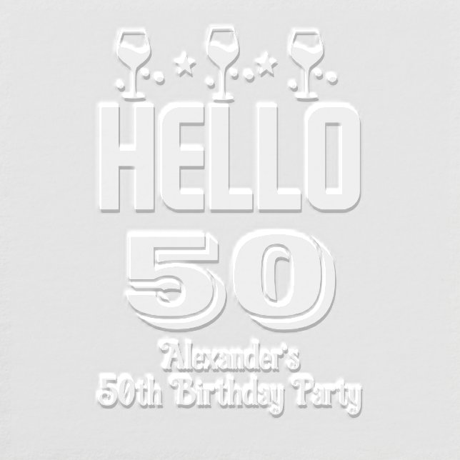 Hello Birthday / Anniversary Any Age Wine Glasses Embosser (Design)