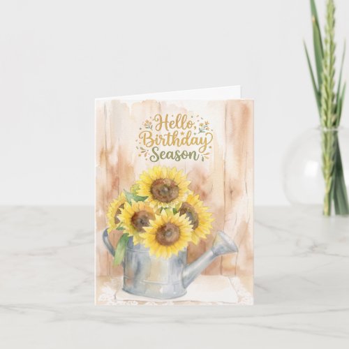 Hello Birthday Season Yellow Sunflowers Card