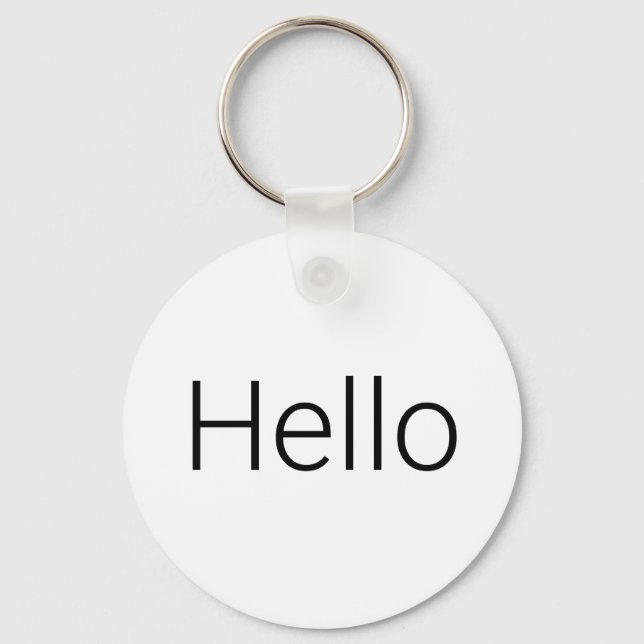 Hello black and white minimalist modern chic funny keychain (Front)