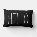 Hello Black And White Typography Quote Lumbar Pillow at Zazzle