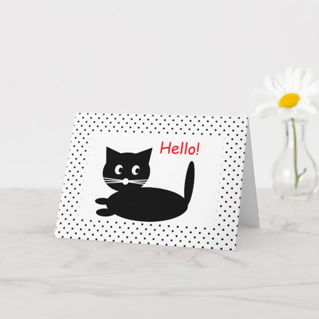 Hello Black Cat Card (Small Plant)
