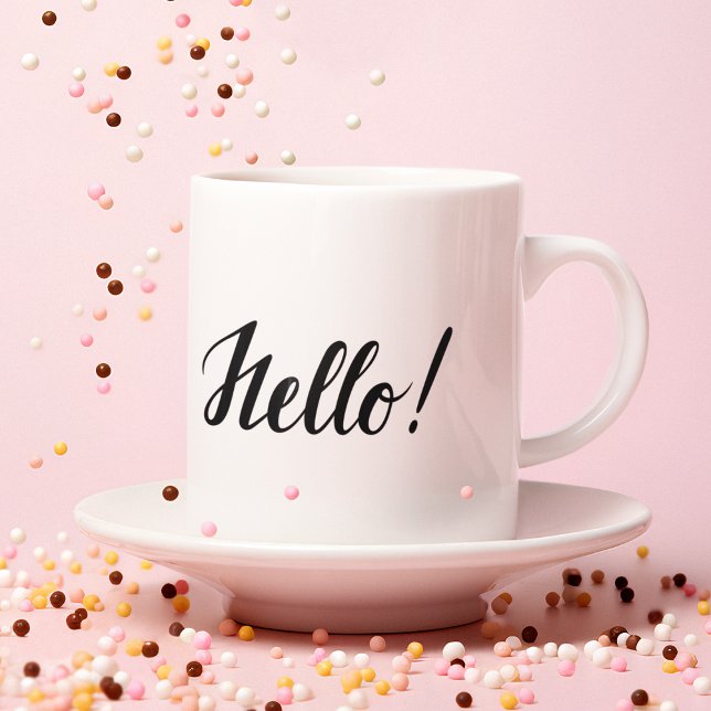 Hello Black Script Minimalist Pink  Mug (Creator Uploaded)
