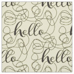 HELLO black seamless pattern with LINES Fabric