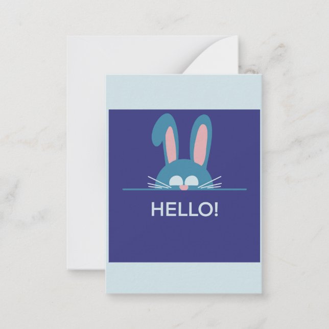 Hello blue Easter Bunny  Note Card (Front)