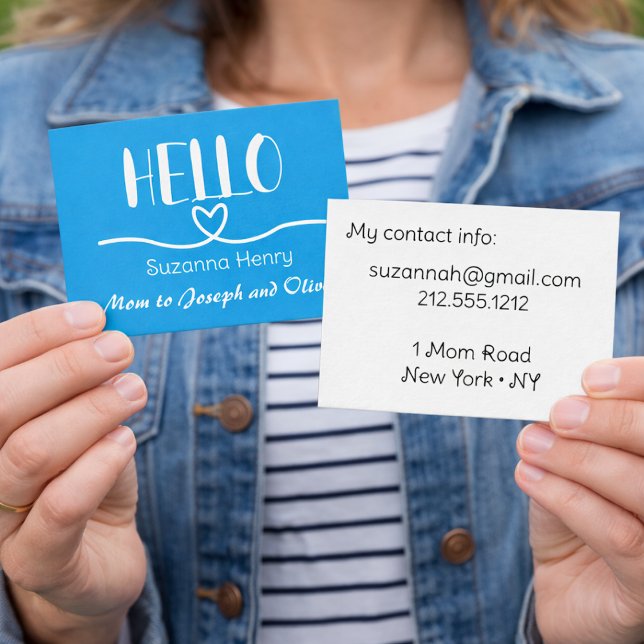 Hello Blue Heart Contact Card Mommy Calling Card (Creator Uploaded)