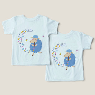Hello Blue Sheep Kids T-Shirt Toddler T-shirt