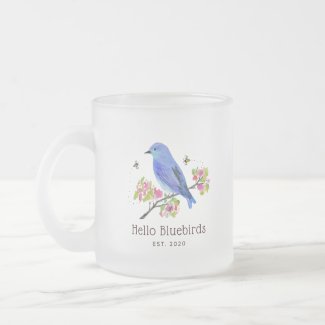 Hello Bluebirds Mug - Frosted Glass