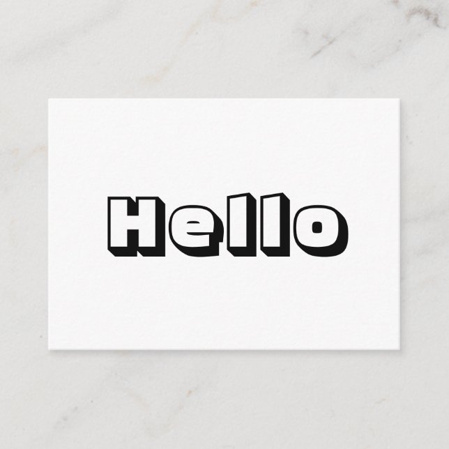 Hello, bold modern black white card (Front)