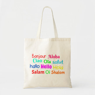 hello bonjour ciao salut hallo salam ola shalom tote bag
