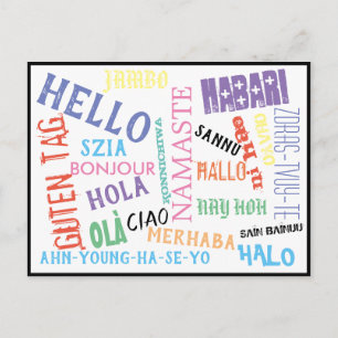 Hello Bonjour Jambo Ciao Post Card