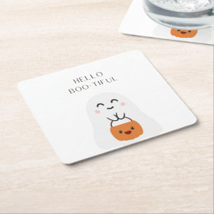 Hello BOO-TIFUL  Square Paper Coaster