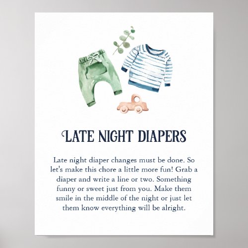 Hello Boy Baby Late Night Diaper Poster
