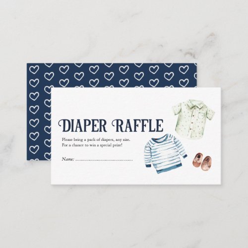 Hello Boy Baby Shower Diaper Raffle Enclosure Card