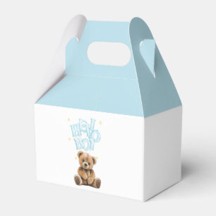 Hello Boy Balloon Teddy Bear Boy Baby Shower Favor Boxes