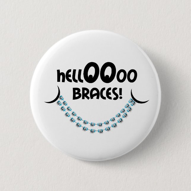 Hello Braces Blue Button (Front)