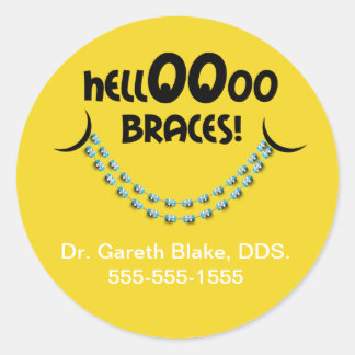 Hello Braces Orthodontist Patient Custom Classic Round Sticker