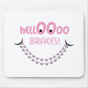 Hello Braces Pink Orthodontist Patient Gift Custom Mouse Pad