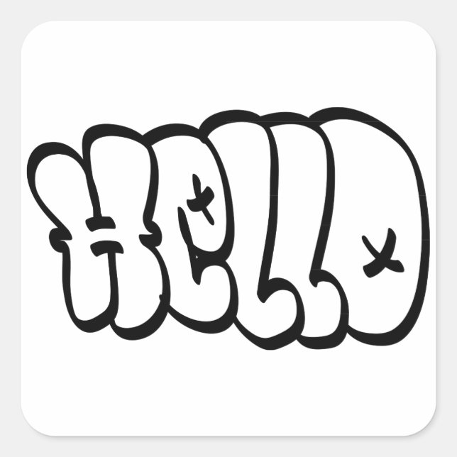HELLO BUBBLE GRAFFITI SQUARE STICKER (Front)