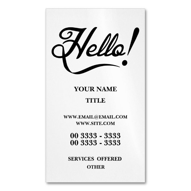 Hello Business Card Magnet (Front Vertical)