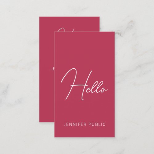 Hello Business Cards Modern Vertical Calligraphy