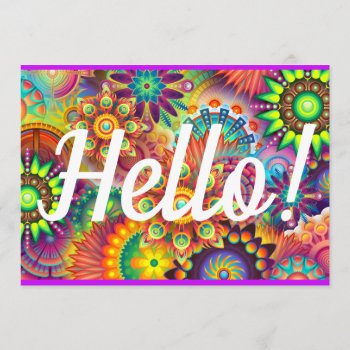 Hello Card Bright Happy Rainbow Birthday Or Any by Frasure_Studios at Zazzle