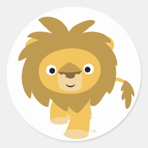 Hello!! Cartoon Lion round sticker | Zazzle