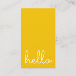 Hello Casual Modern White & Yellow Business Card