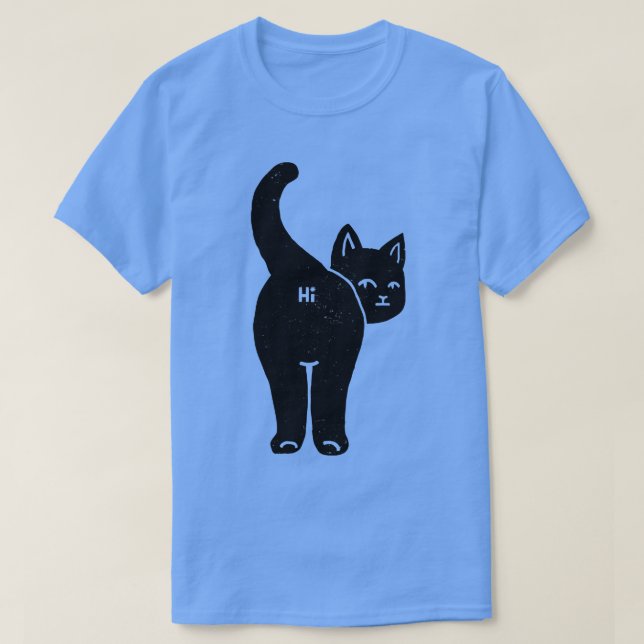 Hello Cat Butt Minimalist Black by Tobe Fonseca T-Shirt (Design Front)