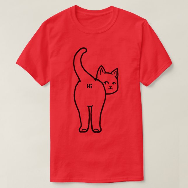 Hello Cat Butt Minimalist Line by Tobe Fonseca T-Shirt (Design Front)