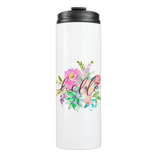 Hello Chic Mint Watercolor Floral Succulents Thermal Tumbler