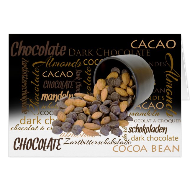 Hello Chocolate Bits and Almonds Word Cloud Cards (Front Horizontal)