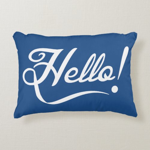 Hello Classic Blue Accent Pillow