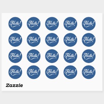 Hello Classic Blue Classic Round Sticker Zazzle