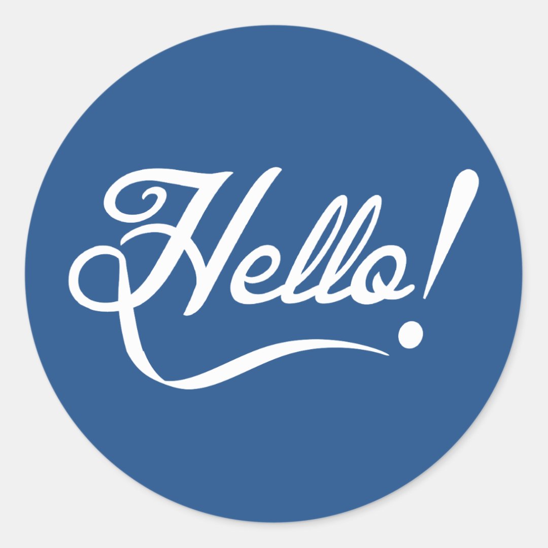 Hello Classic Blue Classic Round Sticker | Zazzle