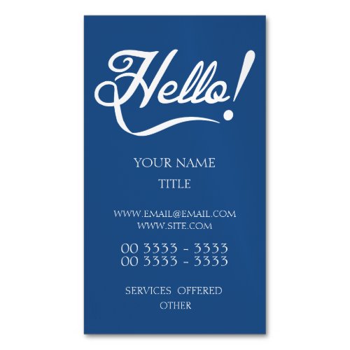 Hello Classic Blue Magnetic Business Card