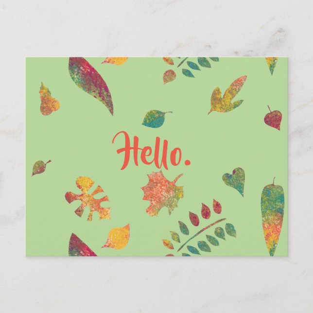 Hello Colorful Autumn Leaves Postcards (Front)