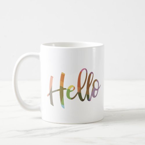 Hello Colorful Word Art Script Lettering Design Coffee Mug